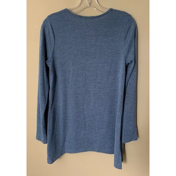 12pm by Mon Ami Tunic Top Sweater Size Small Blue Long Sleeve Soft V-Neck B5 - Picture 2 of 4